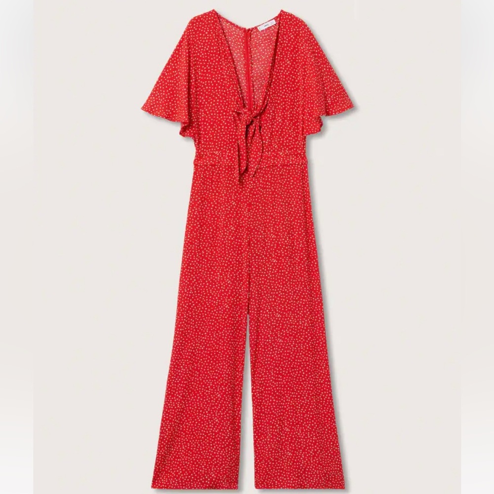 MANGO Polka Dot Cut Out Jumpsuit Size M